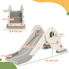 Qaba 3-in-1 Toddler Slide with Basketball Hoop and Climber - Cream White-Featuring four distinct sliding areas for extra excitement 