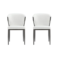 Manhattan Comfort Kirsten 20.5" Modern Leatherette Upholstered Dining Chair - White - Set of 2-Modern Dining Chair for Dining Room and Task Use. Set of 2