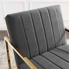 Modway Inspire Channel Tufted Performance Velvet Armchair - Charcoal-Stain-Resistant Polyester Fabric
