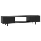 Hudson&Canal Lucien TV Stand for TV's up to 78" - Black Grain-Features two fluted doors with enclosed open-storage cabinets