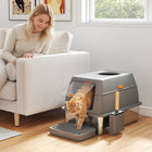 PawHut 80L XL Stainless Steel Cat Litter Box with Lid and Front/Top Entry-Stainless steel base resists odors and stains, ensuring hygienic use 