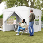 Outsunny 10 ft W x 10 ft L Pop-Up Canopy Tent with Sidewalls and Carry Bag - White-Includes a carrying bag for easy storage and transport