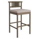 Modway Eleni Outdoor Teak Wood Bar Stools 2-Piece Set - Weathered Grey/Pebble-Non-Marking Foot Caps