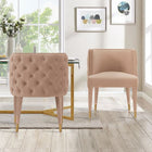 Manhattan Comfort Maya 24.02" Modern Velvet Upholstered Dining Chair - Nude - Set of 2-Frame Made of High Quality Elm Wood with Metal Brushed Gold Tips for Fashion and Durability
