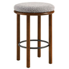 Modway Fable Boucle Fabric Counter Stools - Walnut Taupe - Set of 2-Metal Stretcher