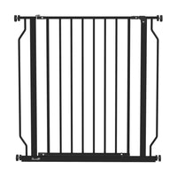 PawHut 30"- 34" Extra Wide Dog Gate with Double Locking System - Black-Bottom lock block for added stability
