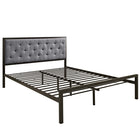 Modway Mia Fabric Queen Bed - Brown Grey-Platform bed frame with headboard