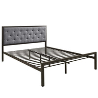 Modway Mia Fabric Queen Bed - Brown Grey-Platform bed frame with headboard