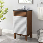 Modway Render 18" Bathroom Vanity - White/Walnut/Black-Soft-Close Door