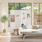 HOMCOM 4-Panel Freestanding Room Divider with Pegboard Panel for Indoor Bedroom - White-Unfolded Dimension: 63" W x 0.7" D x 66.9" H (160 x 1.8 x 170 cm) 
