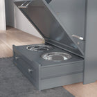 PawHut Pet Feeder Station Storage Cabinet and Container - Grey-Material: MDF 