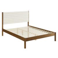 Modway Olea Channel Tufted Boucle Solid Wood King Platform Bed - Feather Walnut-Channel Tufted Boucle Upholstered Headboard