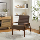 Modway Jensen Vegan Leather Accent Chair - Walnut Brown-Rubberwood Legs