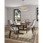 Manhattan Comfort Grand 22.5" Traditional Faux Leather Upholstered Dining Armchair - Light Grey-Frame Made of Solid Beech Wood with Rich Walnut Finish