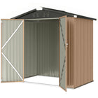 Outsunny Outdoor Metal Garden Shed - 6.5' x 4' - Brown-Spacious interior and peaked roof easily accommodate long tools and seasonal gear
