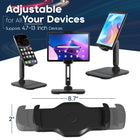 ShoppingAll Fully Adjustable Portable Tablet Stand for 4.7"-13" Phone/Tablet - Black-Sturdy & Durable Build - Made from high-quality materials, this stand provides a stable base for your device, ensuring secure placement while working, studying, or streaming.
