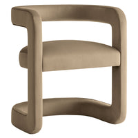 Modway Winslow Barrel Performance Velvet Dining Chair - Taupe -Barrel Dining Chair
