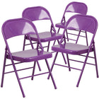 Flash Furniture HERCULES COLORBURST Series Impulsive Purple Triple Braced & Double Hinged Metal Folding Chair-300 lb. Weight Capacity