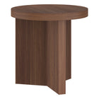 Hudson&Canal Holm 22" Wide Round Fluted Side Table - Satin Walnut-A contemporary Scandinavian design for your living room, den, and more