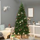 HOMCOM 7.5' Pre-Lit Artificial Christmas Tree with Warm White LEDs - Green-Beautiful pre-set light patterns, 8 different light sequences automatic play when power on for creative holiday twinkling 