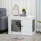 PawHut 2-in-1 End Table Pet Cage Kennel with Two Doors - White- Each bar is securely welded to the frame for stability and security 