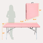 Homy Casa 6 ft Portable Folding Table Indoor & Outdoor for Camping - Pink-The pink tabletop adds a soft, cheerful look