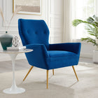 Modway Renata Button Tufted Performance Velvet Armchair - Navy-Performance Velvet Upholstery