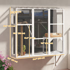 PawHut 61" H Outdoor Catio Window Box - White-Features three levels with two platforms and a scratching post 