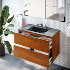 Modway Scenic 36" Wall-Mount Bathroom Vanity - Cherry/Black-Drywall Friendly Mounting Cleat
