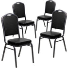 Flash Furniture HERCULES Series Crown Back Stacking Banquet Chairs in Black Vinyl with Silver Vein Frame - 4 Pack-Set of 4 Multipurpose Banquet Chairs