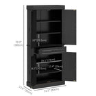 HOMCOM 71" H Freestanding Kitchen Pantry Cabinet with 4 Doors and Compartment - Black-Elegant appearance matches your kitchen, dining room, and living room 