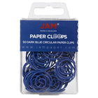 JAM Paper Circular Paper Clips - Round - Dark Blue - 50 Pack-Colour: Dark Blue Papercloops