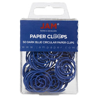 JAM Paper Circular Paper Clips - Round - Dark Blue - 50 Pack-Colour: Dark Blue Papercloops