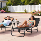 Outsunny Folding Lounge Chair - 5 Position Sun Tanning Chair - Black-This patio set offers supportive backrests and armrests for comfortable, steady seating