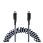 LOGiiX Piston Connect Coil USB-C to USB-C - Grey-Extendable 1.8m (~5.9ft) coil cable for charging USB-C devices up to 100W