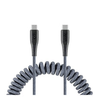 LOGiiX Piston Connect Coil USB-C to USB-C - Grey-Extendable 1.8m (~5.9ft) coil cable for charging USB-C devices up to 100W