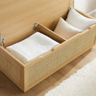 Modway Soma 47" Rattan Storage Bench - Oak-Soft-Close Hinges