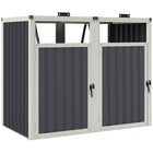 Outsunny Double Garbage Bin Shed with Lockable Door and 180° Openable Lid-Garbage shed safeguards two rubbish bins from weather conditions
