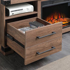 Manhattan Comfort Richmond 60" Modern Fireplace - Black and Brown - Set of 2-Style and Durability Added with Steel Corner Plates and Steel Handles