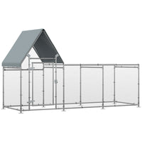 PawHut Large Galvanized Walk-In Chicken Run - 119" x 42" x 68" - Silver-Suitable for chickens, rabbits, ducks and more 