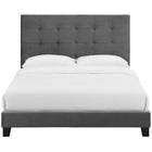 Modway Melanie Tufted Button Upholstered Performance Velvet Twin Platform Bed - Grey-Wood Frame/LVL Slats/MDF Headboard