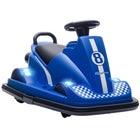 Qaba 6V Electric Bumper Car for Kids with 360 Degree Spin and Dual Motors - Blue-Lets kids drive independently with ride-on design and a steering wheel 