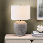 Hudson&Canal Shira 23" Tall Ceramic Table Lamp with Fabric Shade - Cool Terracotta/White-Clean with a soft, dry cloth and no harsh chemicals or abrasive cleaning materials