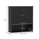 kleankin Farmhouse Bathroom Wall Cabinet - Black-Magnetic doors with aluminum knobs for easy opening and closing