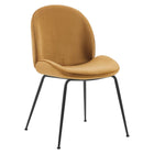 Modway Scoop Black Powder Coated Steel Leg Performance Velvet Dining Chairs - Cognac - 2 Pack-Vintage Glamour Style