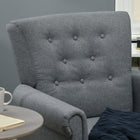 HOMCOM Fabric Accent Chair with Wood Legs - Rolled Arms for Bedroom - Grey-Overall Dimension: 29.1" W x 30.3" D x 34.3" H (74 x 77 x 87 cm)
