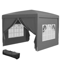 Outsunny 10' ft W x 10 ft L Outdoor Pop Up Party Tent with Carrying Bag - Grey-High density silver coated Oxford material water-resistant and UV resistant