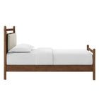 Modway Leni Twin Size Wood Platform Bed Frame - Walnut Heathered Ivory-No Box Spring Needed
