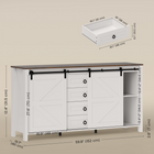 HOMCOM 60" Farmhouse Sideboard Buffet Cabinet with Sliding Barn Doors & Drawers - Cream White-Four drawers keep tableware organized and tabletop for small appliances