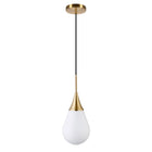 Hudson&Canal Ambrose 7.63" Wide Pendant with Glass Shade - Brass/White Milk-Industrial design for your entryway, foyer, or kitchen